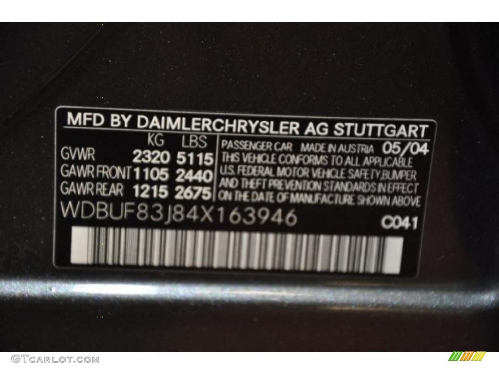 2004 E Color Code 041 for designo Graphite Metallic Photo #48836284