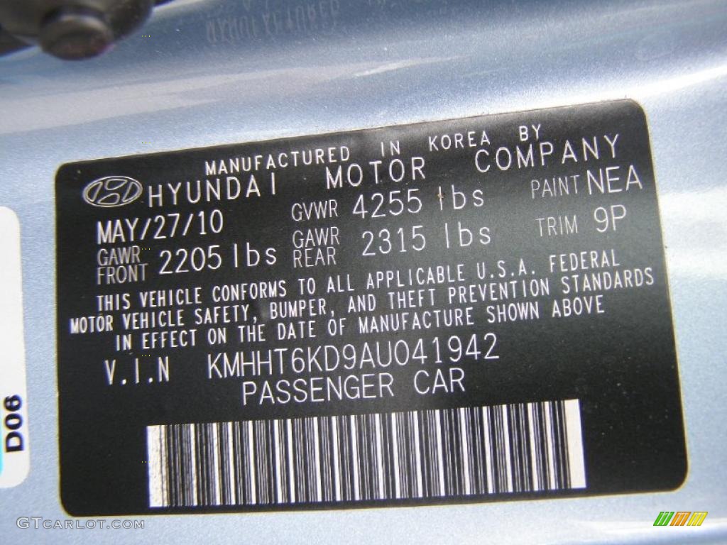 2010 Genesis Coupe Color Code NEA for Aqua Minerale Blue Photo #48844614