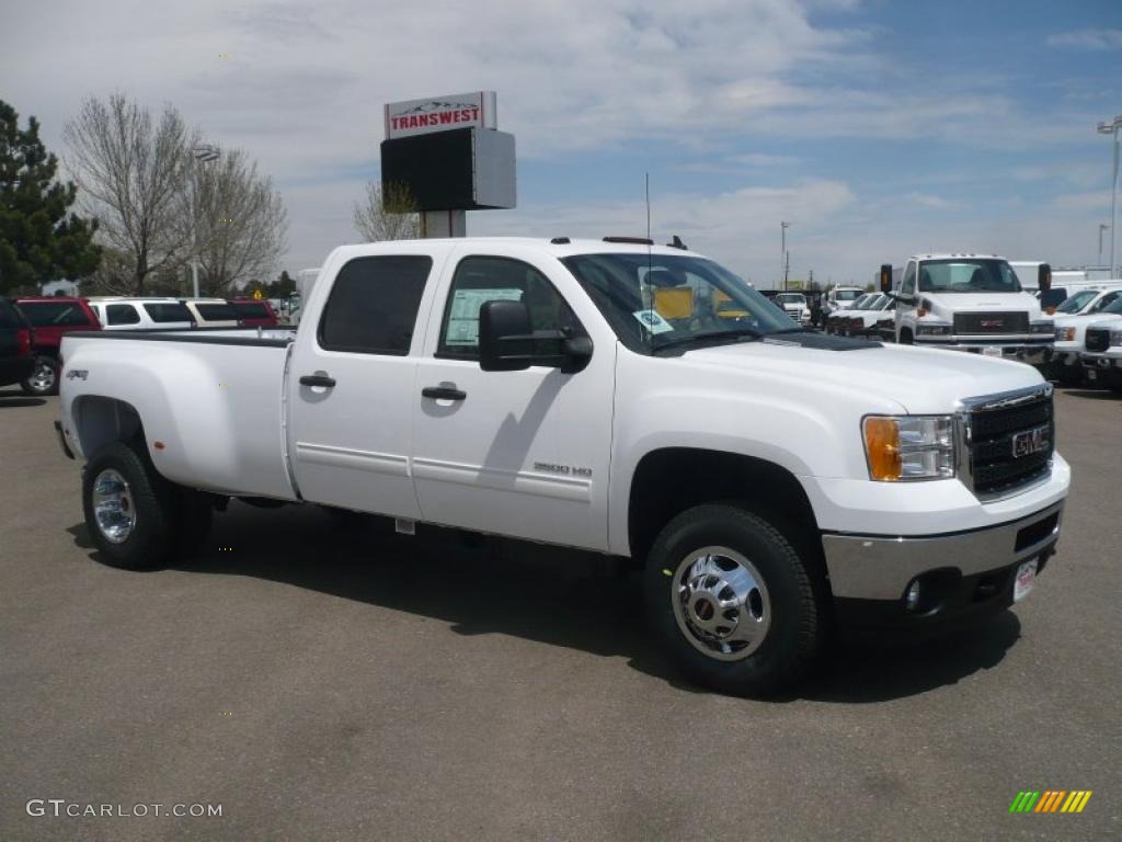 Summit White 2011 GMC Sierra 3500HD SLE Crew Cab 4x4 Dually Exterior Photo #48851503