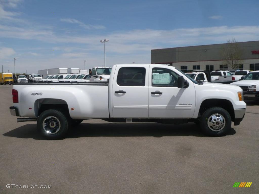 Summit White 2011 GMC Sierra 3500HD SLE Crew Cab 4x4 Dually Exterior Photo #48851533
