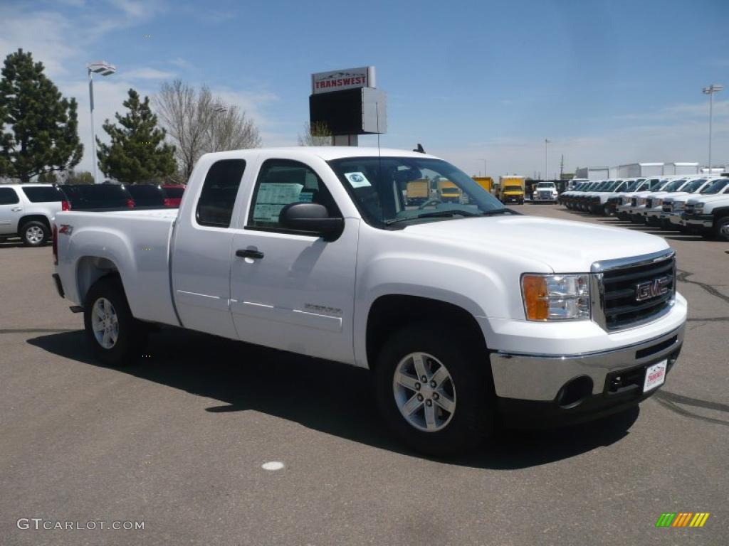 2011 Sierra 1500 SLE Extended Cab 4x4 - Summit White / Dark Titanium/Light Titanium photo #1