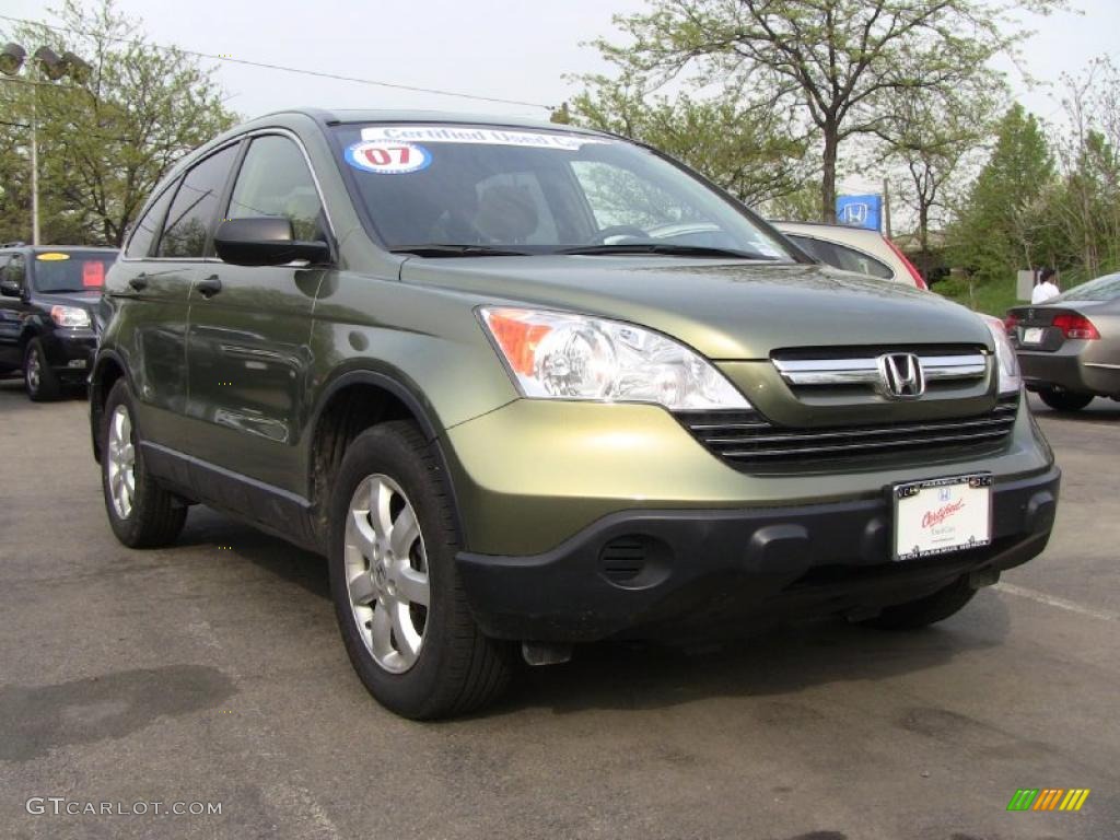 2007 CR-V EX 4WD - Green Tea Metallic / Ivory photo #6