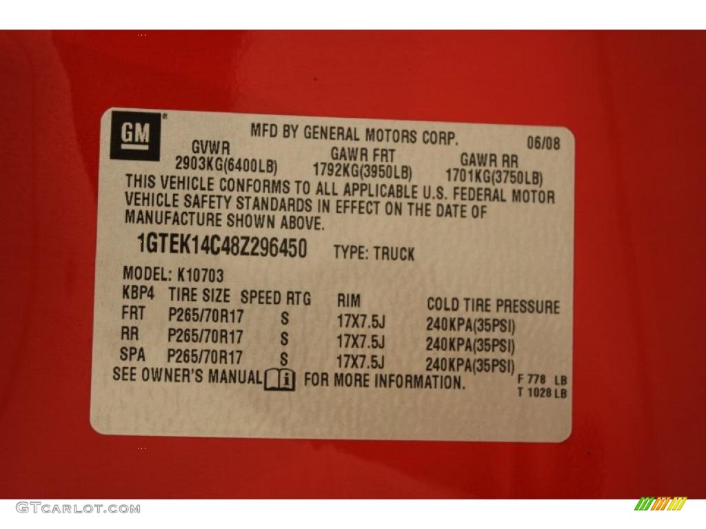 2008 Sierra 1500 Regular Cab 4x4 - Fire Red / Dark Titanium photo #14