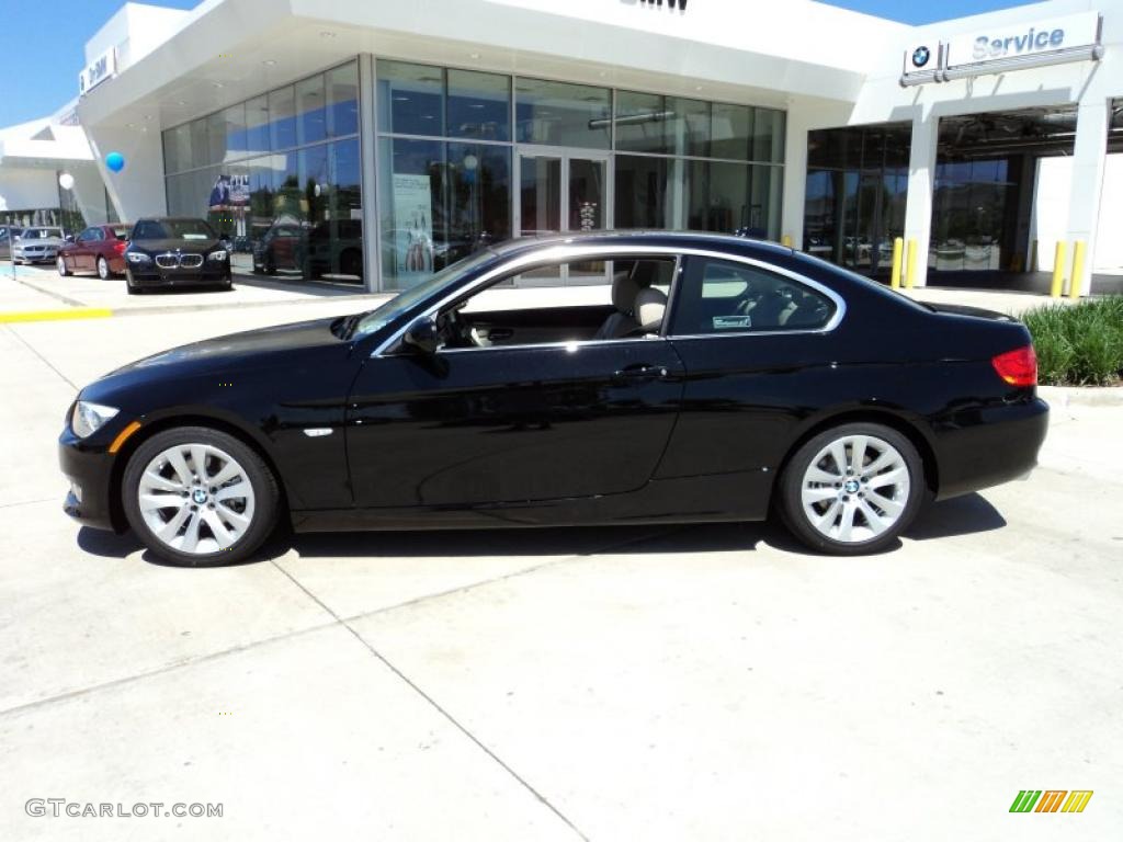 2011 3 Series 328i Coupe - Jet Black / Oyster/Black Dakota Leather photo #3