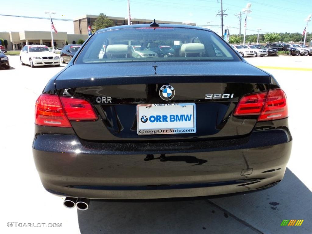 2011 3 Series 328i Coupe - Jet Black / Oyster/Black Dakota Leather photo #6