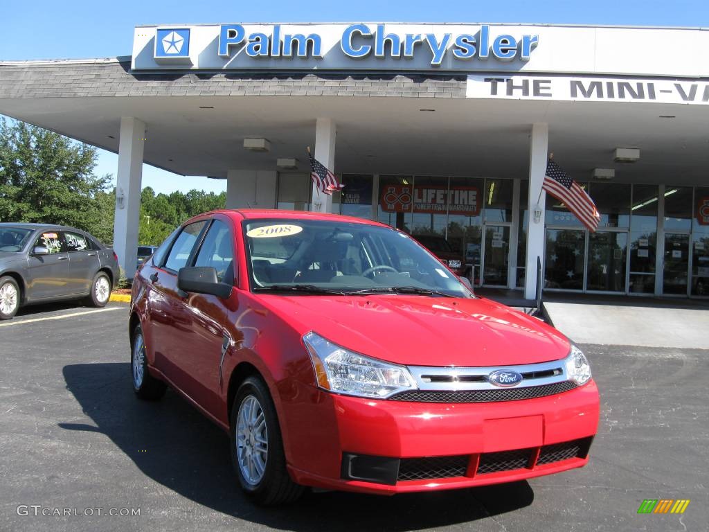 2008 Focus S Sedan - Vermillion Red / Medium Stone photo #1