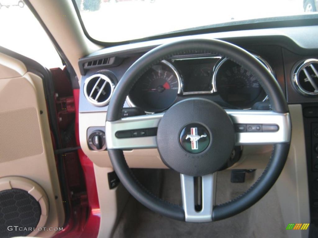 2007 Ford Mustang GT Premium Coupe Medium Parchment Steering Wheel Photo #48870852