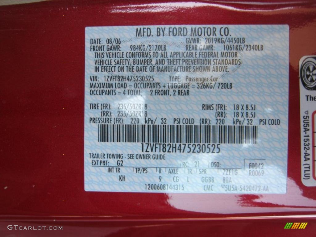 2007 Mustang GT Premium Coupe - Redfire Metallic / Medium Parchment photo #24