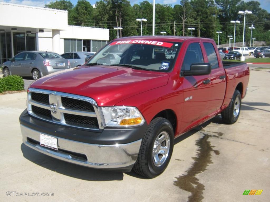 2010 Ram 1500 ST Quad Cab - Inferno Red Crystal Pearl / Dark Slate/Medium Graystone photo #1