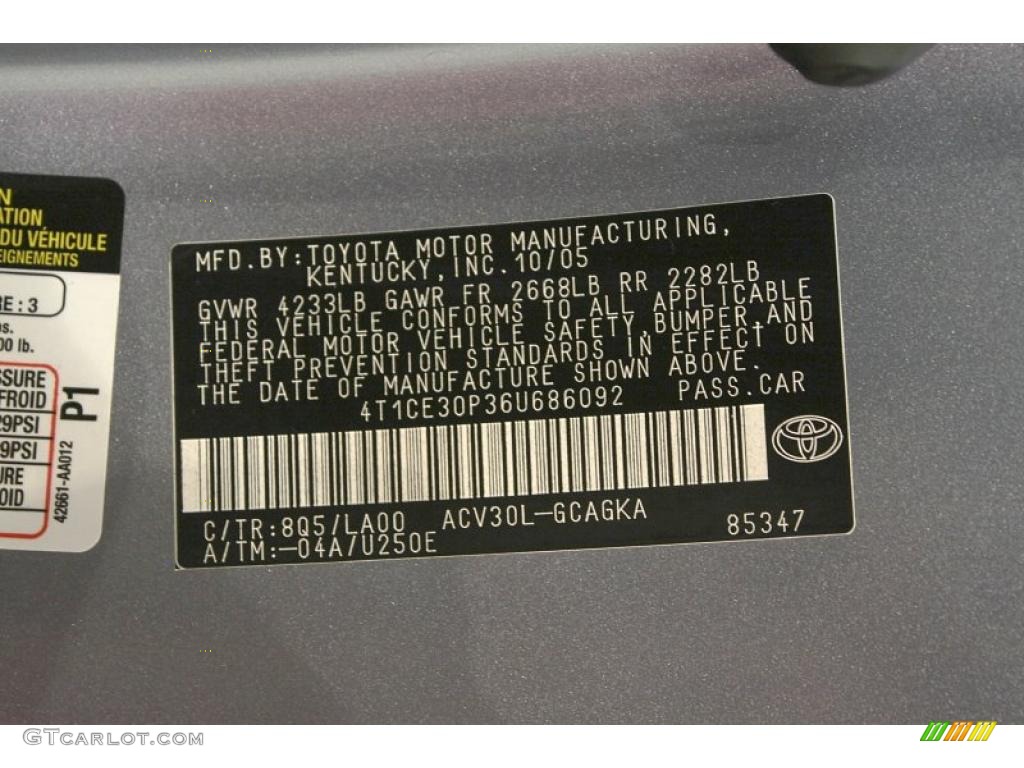 2006 Solara Color Code 8Q5 for Cosmic Blue Metallic Photo #48875596