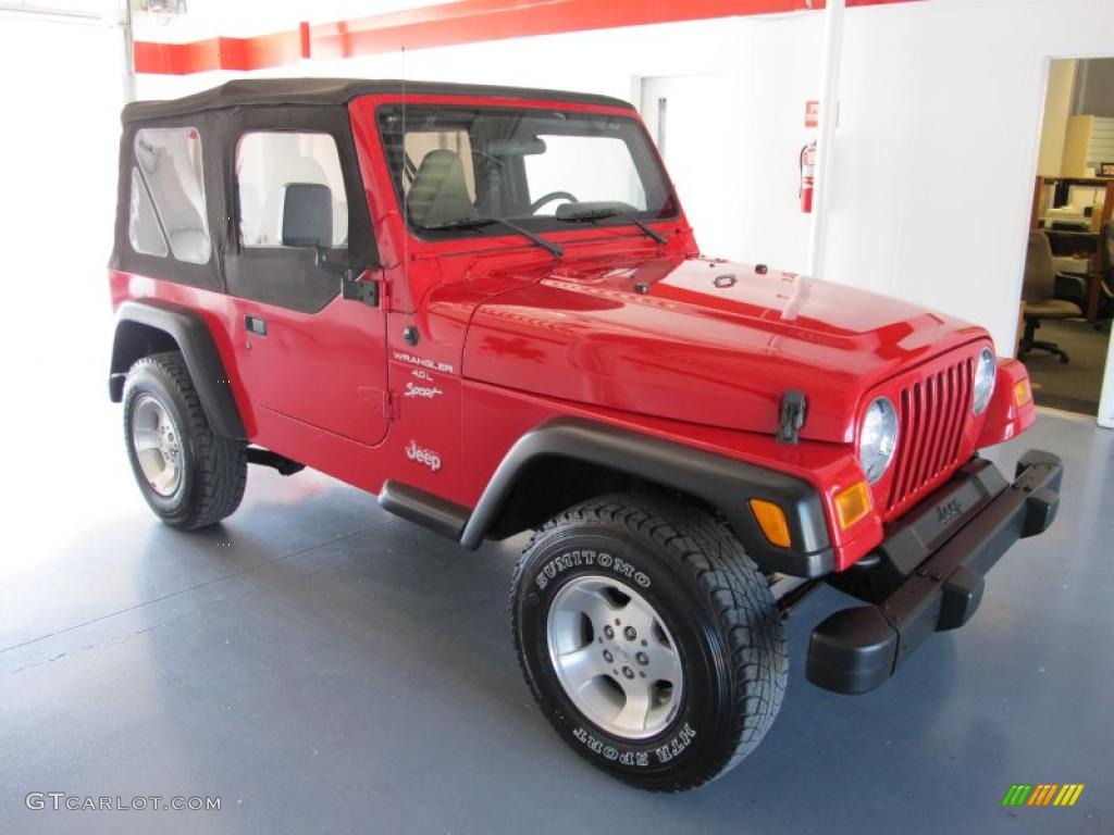 2001 Wrangler Sport 4x4 - Flame Red / Camel photo #5