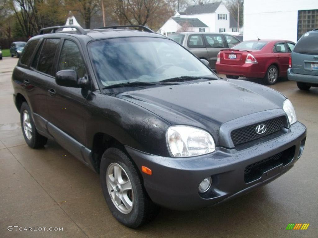 2004 Santa Fe GLS 4WD - Black Obsidian / Beige photo #3