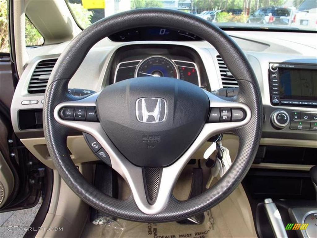 2010 Honda Civic EX Sedan Beige Steering Wheel Photo #48886419