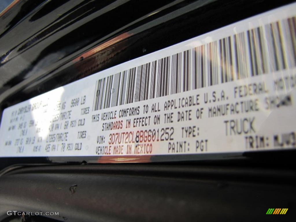 2011 Ram 2500 HD Color Code PGT for Hunter Green Pearl Photo #48889329
