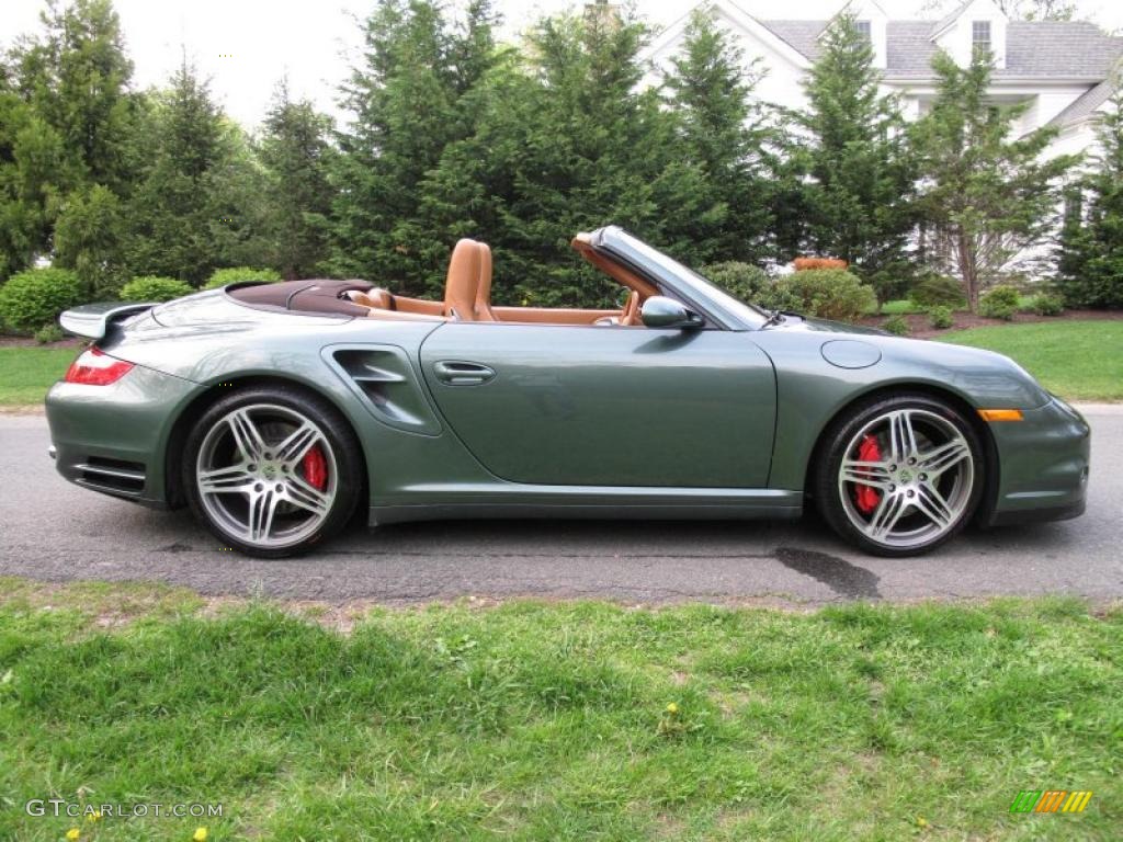 2008 911 Turbo Cabriolet - Malachite Green Metallic / Natural Brown photo #7