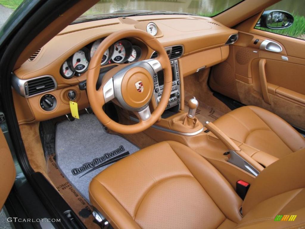 2008 Porsche 911 Turbo Cabriolet Natural Brown Dashboard Photo #48896229