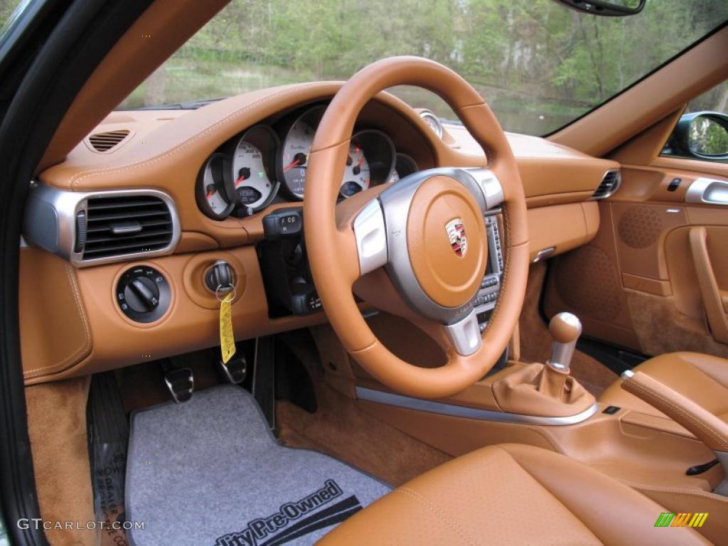 2008 Porsche 911 Turbo Cabriolet Natural Brown Steering Wheel Photo #48896325