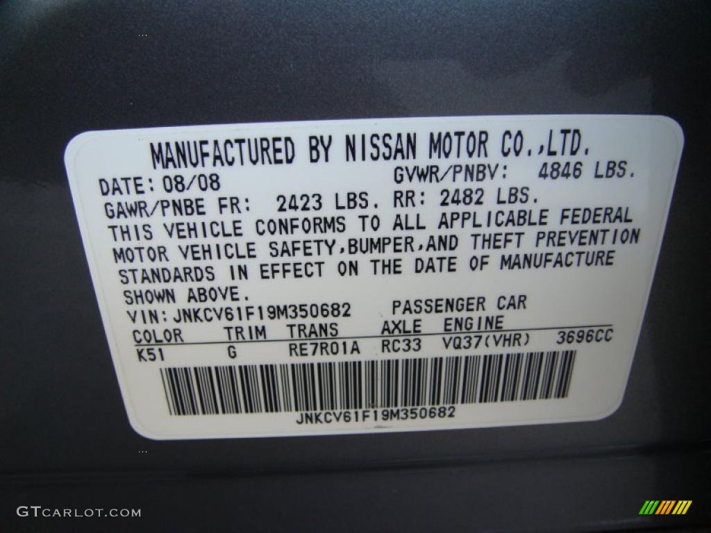2009 G Color Code K51 for Platinum Graphite Photo #48899346