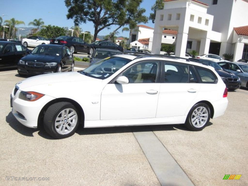 2007 3 Series 328i Wagon - Alpine White / Beige Dakota Leather photo #3