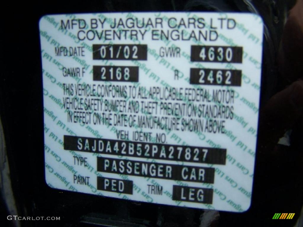 2002 XK Color Code PED for Anthracite Metallic Photo #48902589