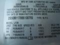 2008 Suzuki XL7 Standard XL7 Model Info Tag