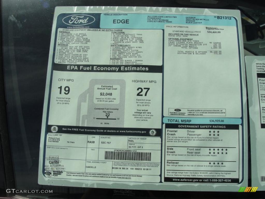 2011 Ford Edge Limited Window Sticker Photo #48903155