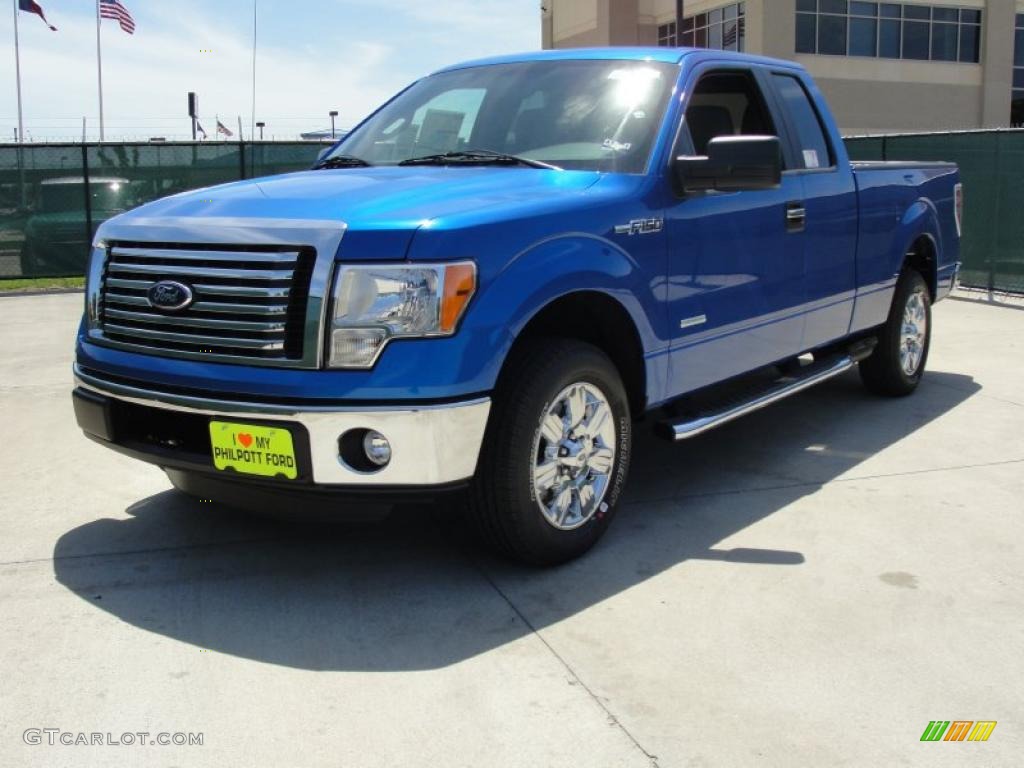 2011 F150 XLT SuperCab - Blue Flame Metallic / Steel Gray photo #7