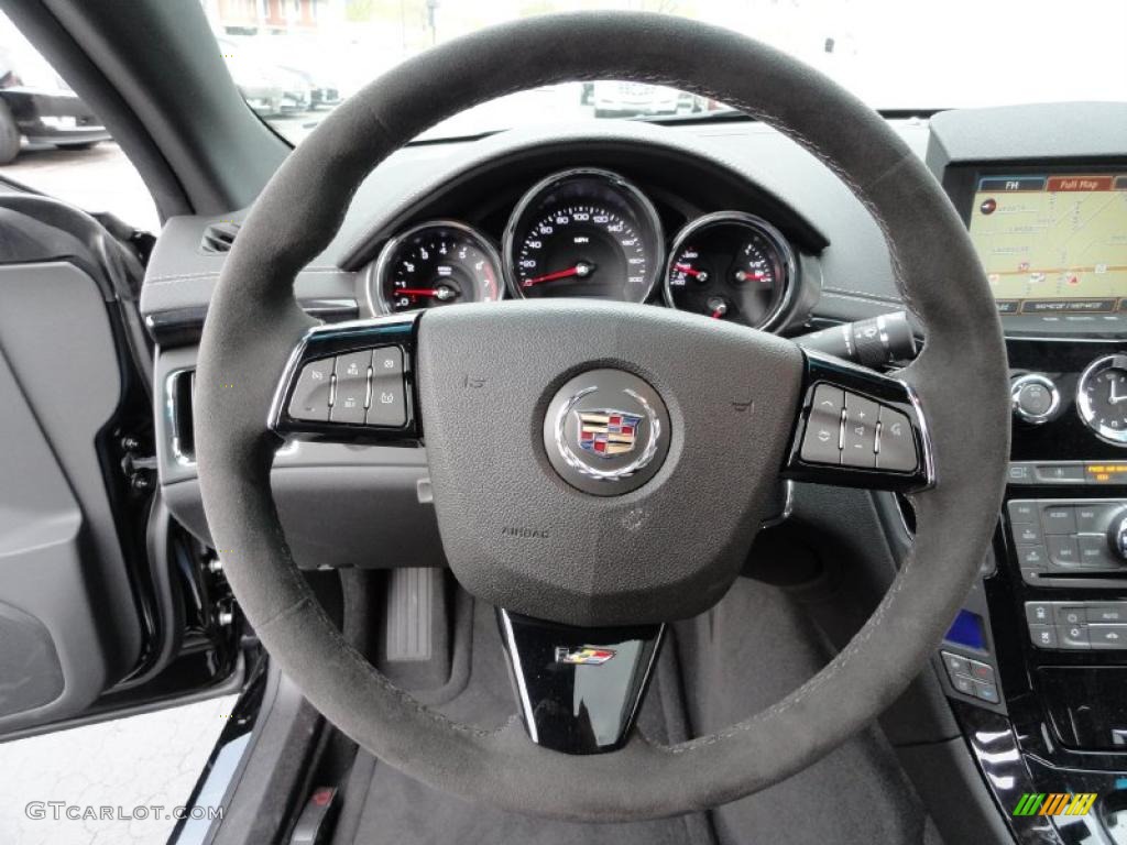 2011 Cadillac CTS -V Coupe Ebony Steering Wheel Photo #48909672