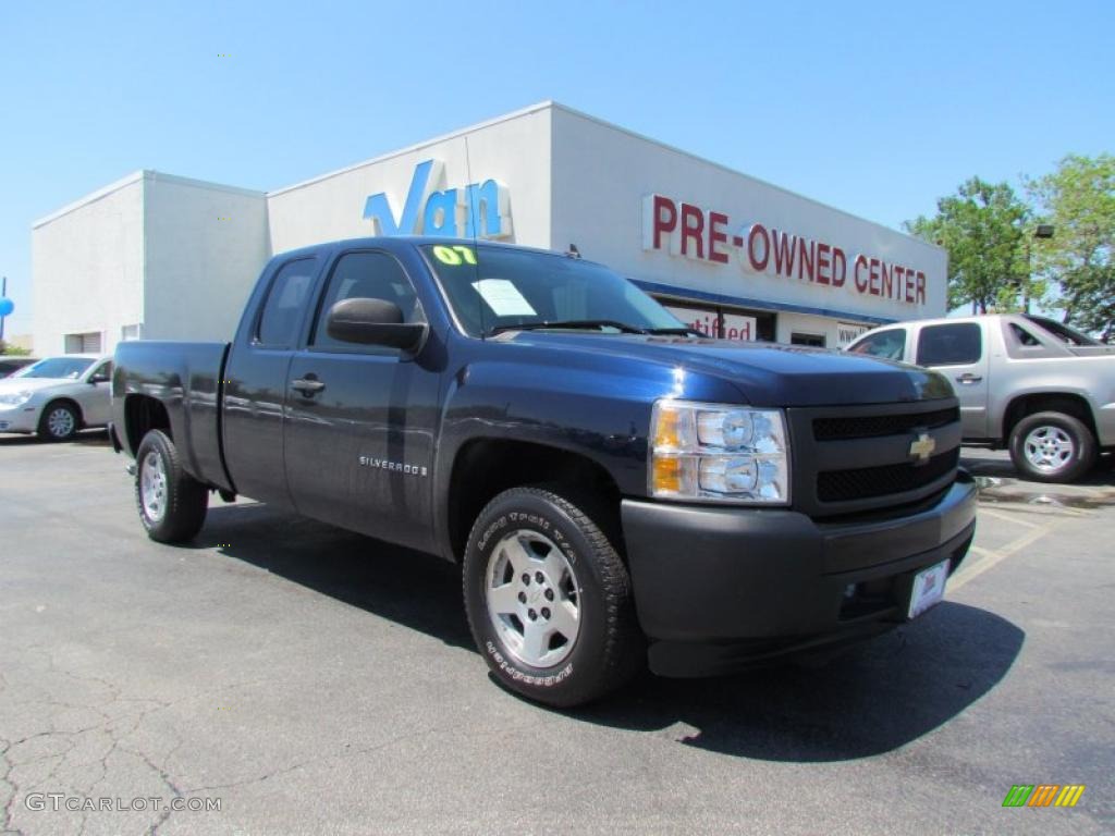 2007 Silverado 1500 LS Extended Cab - Dark Blue Metallic / Dark Titanium Gray photo #1