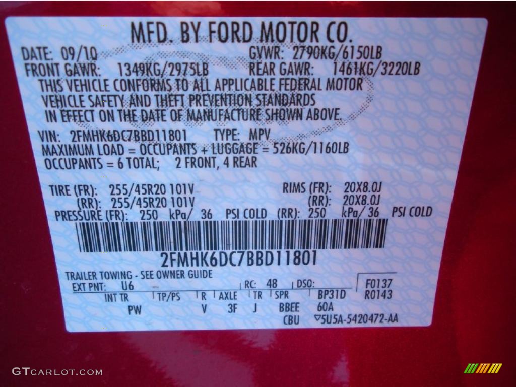 2011 Flex Color Code U6 for Red Candy Metallic Photo #48917682
