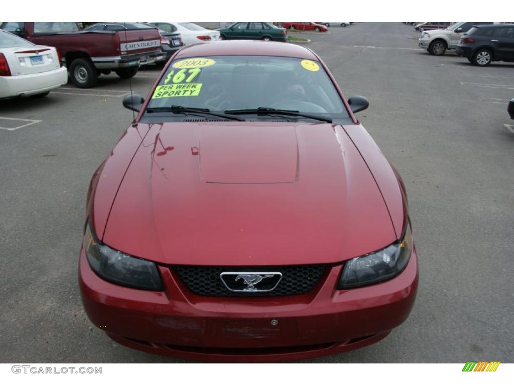 2003 Mustang V6 Coupe - Redfire Metallic / Dark Charcoal/Medium Parchment photo #2