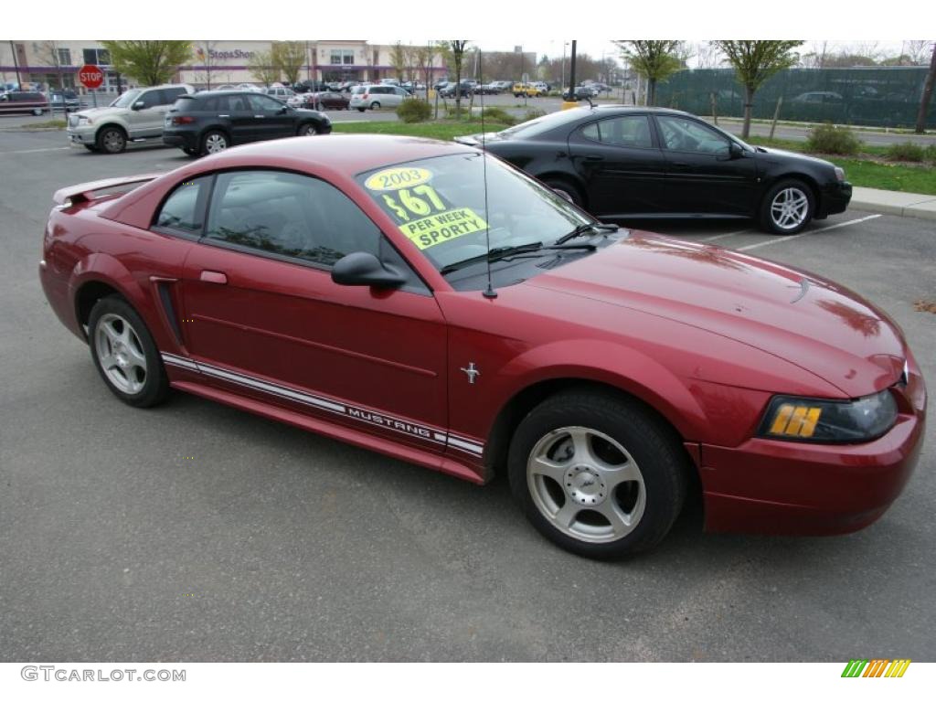 2003 Mustang V6 Coupe - Redfire Metallic / Dark Charcoal/Medium Parchment photo #3