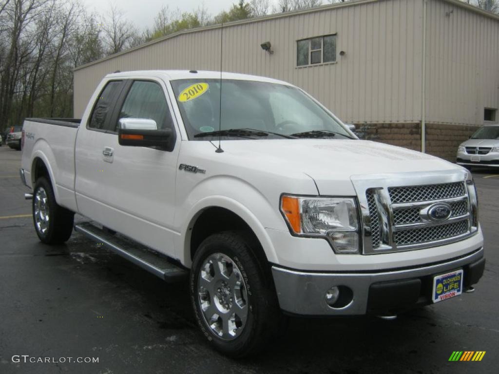 2010 F150 Lariat SuperCab 4x4 - White Platinum Metallic Tri Coat / Black photo #13