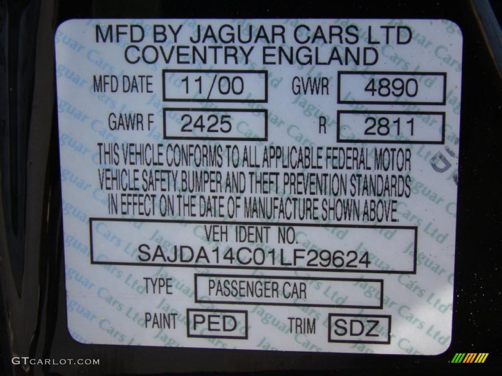 2001 XJ Color Code PED for Anthracite Metallic Photo #48938096