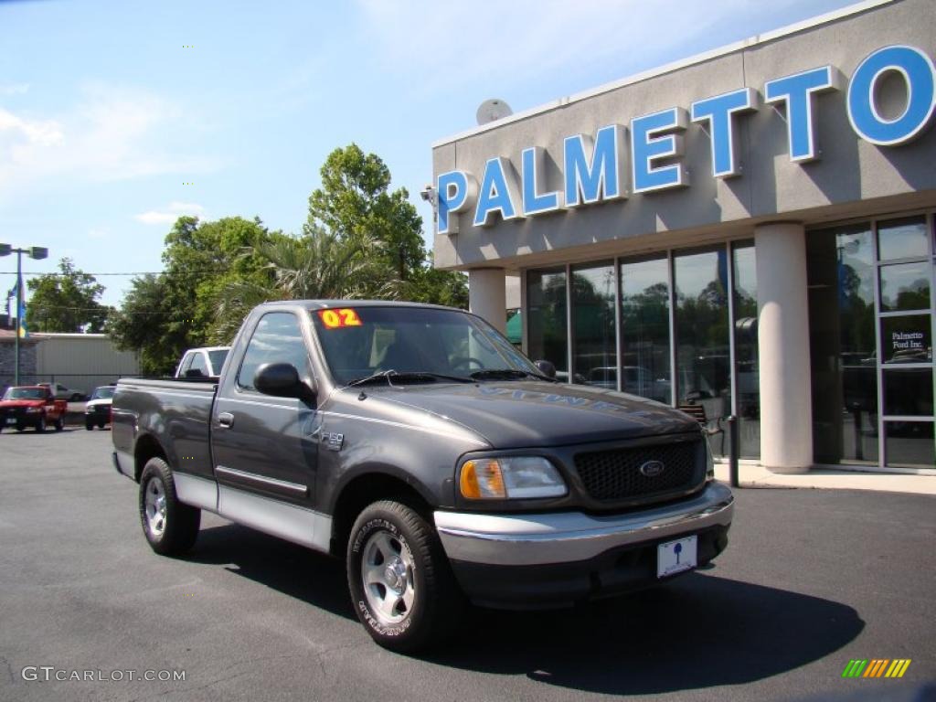 2002 F150 XLT Regular Cab - Dark Shadow Grey Metallic / Medium Graphite photo #2