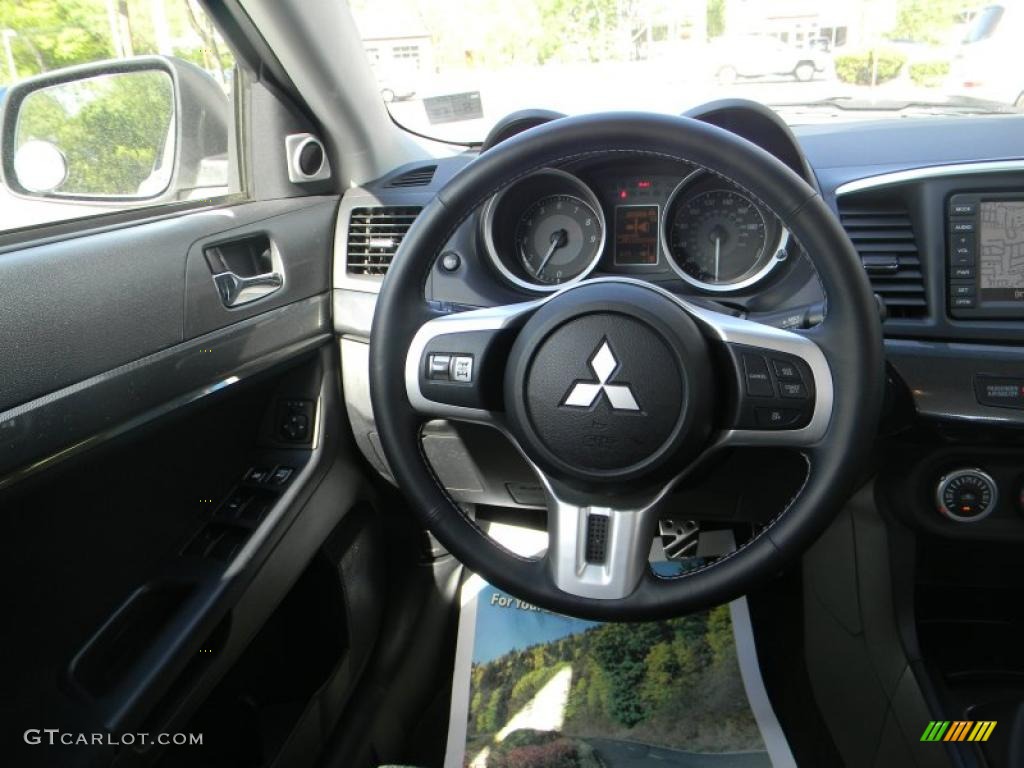 2008 Mitsubishi Lancer Evolution GSR Black Steering Wheel Photo #48943370