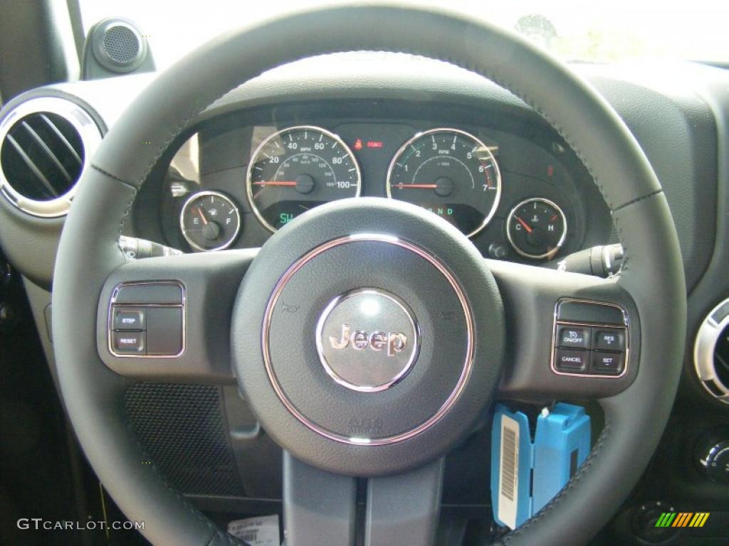 2011 Jeep Wrangler Rubicon 4x4 Black Steering Wheel Photo #48952294