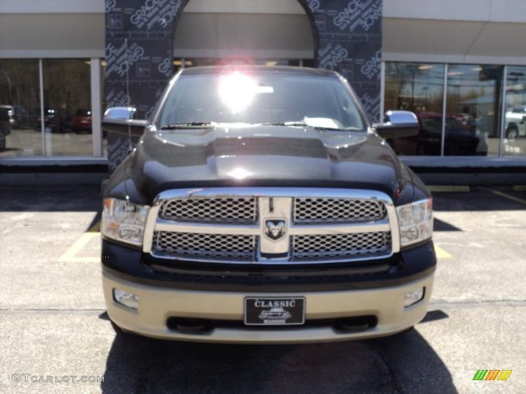 2011 Ram 1500 Laramie Longhorn Crew Cab 4x4 - Brilliant Black Crystal Pearl / Light Pebble Beige/Bark Brown photo #2