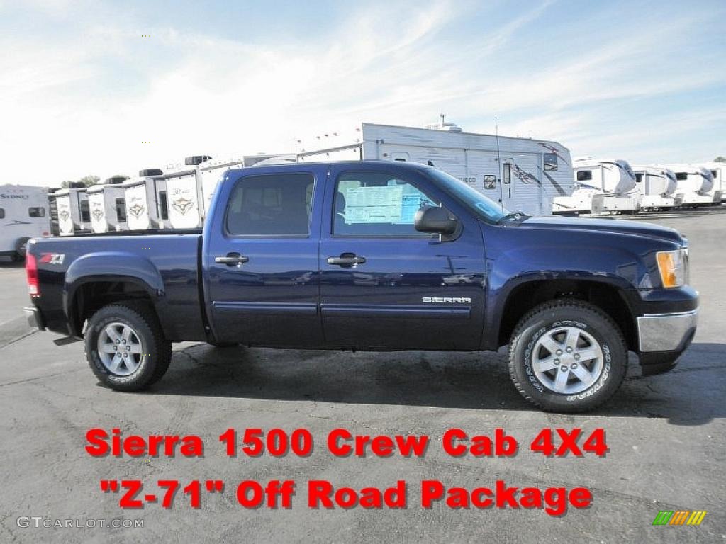 2011 Sierra 1500 SLE Crew Cab 4x4 - Midnight Blue Metallic / Ebony photo #1
