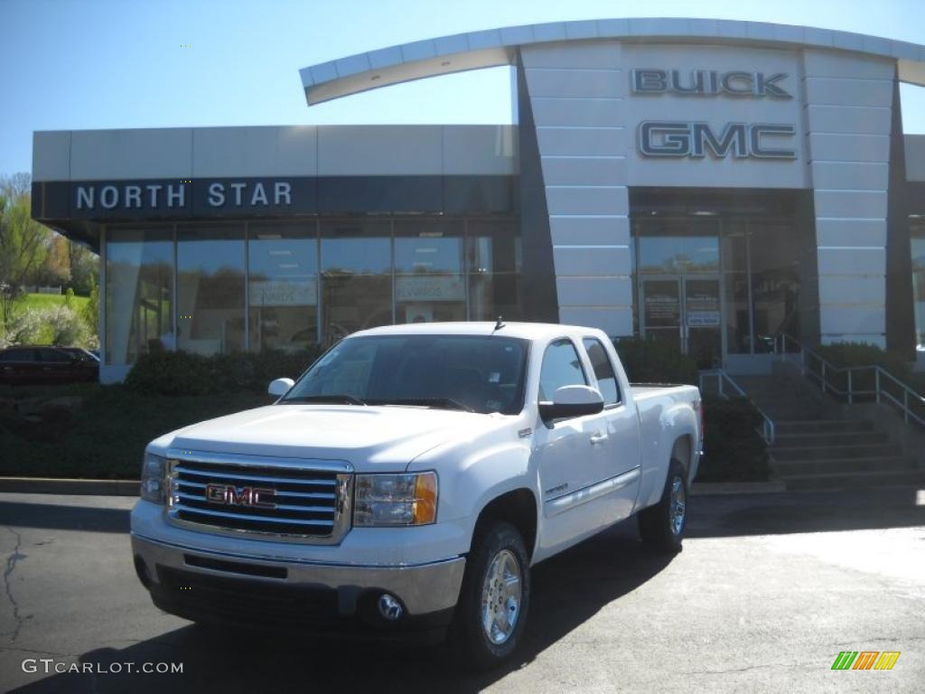 2011 Sierra 1500 SLE Extended Cab 4x4 - Summit White / Ebony photo #1