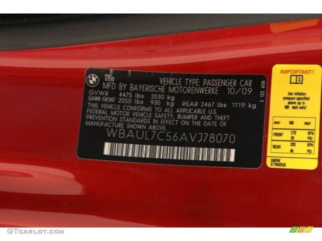 2010 1 Series 128i Convertible - Crimson Red / Black Boston Leather photo #20