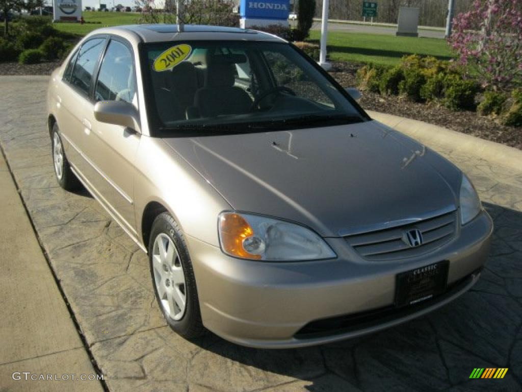 2001 Civic EX Sedan - Titanium Metallic / Beige photo #1