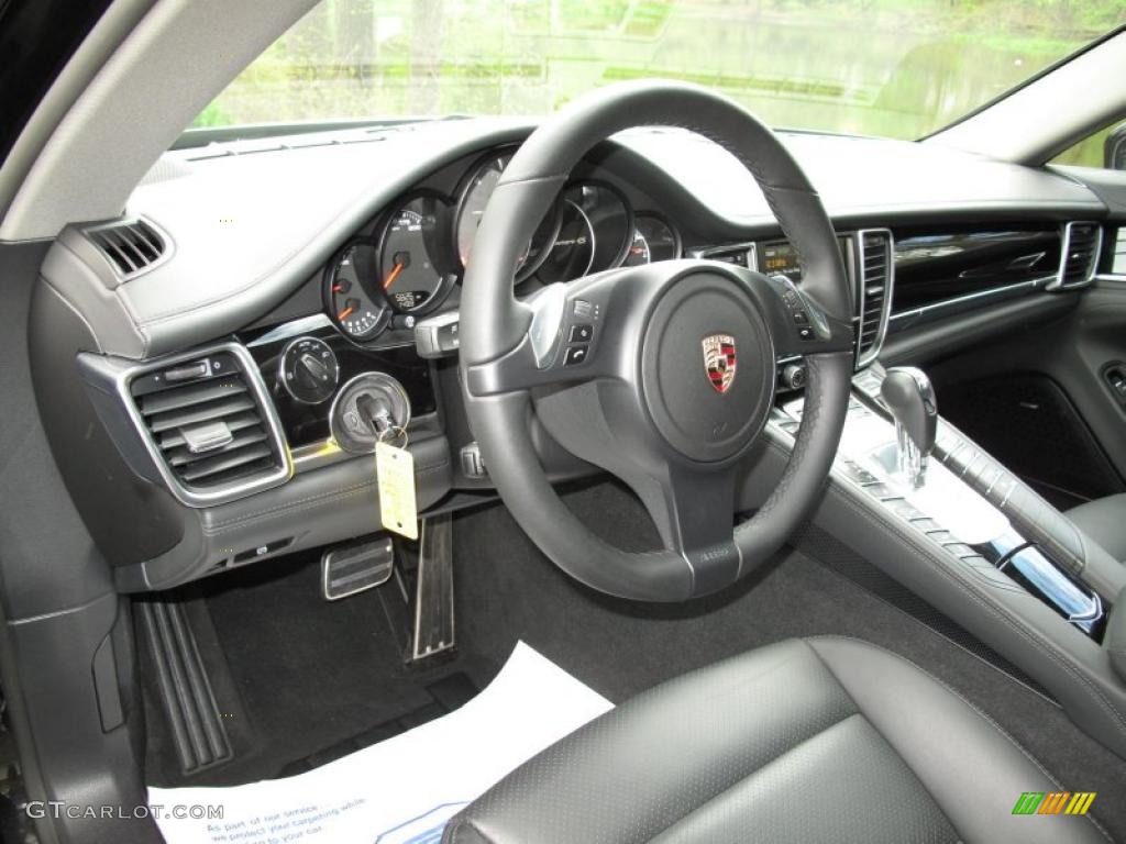 2010 Porsche Panamera 4S Black Steering Wheel Photo #48966194