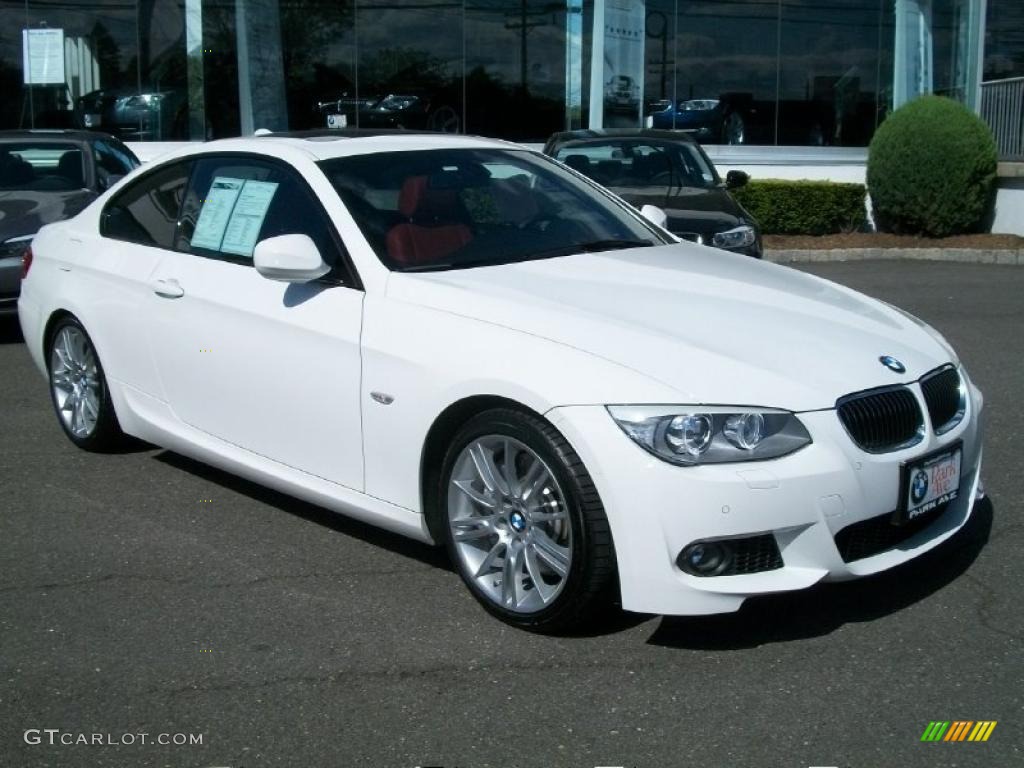 2011 3 Series 335i Coupe - Alpine White / Coral Red/Black Dakota Leather photo #3