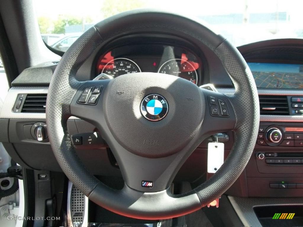 2011 BMW 3 Series 335i Coupe Coral Red/Black Dakota Leather Steering Wheel Photo #48972083