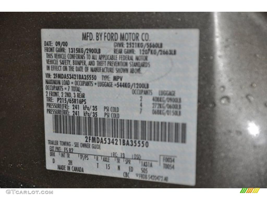 2001 Windstar Color Code FS for Spruce Green Metallic Photo #48974087