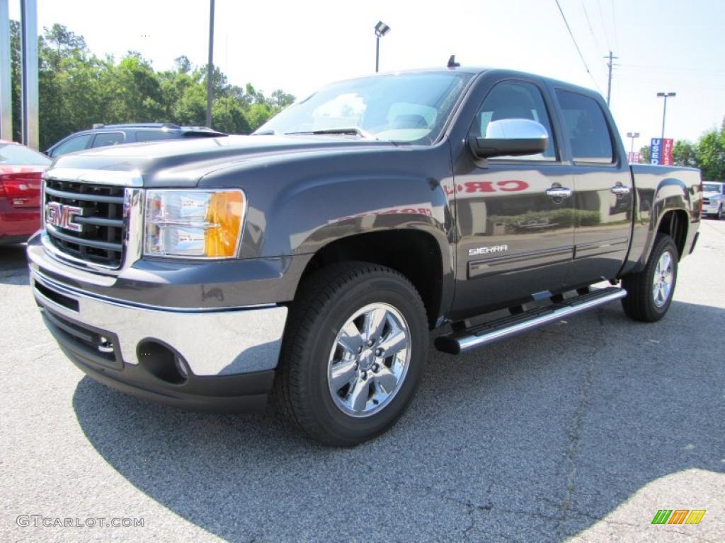 2011 Sierra 1500 SLE Crew Cab - Storm Gray Metallic / Dark Titanium/Light Titanium photo #3