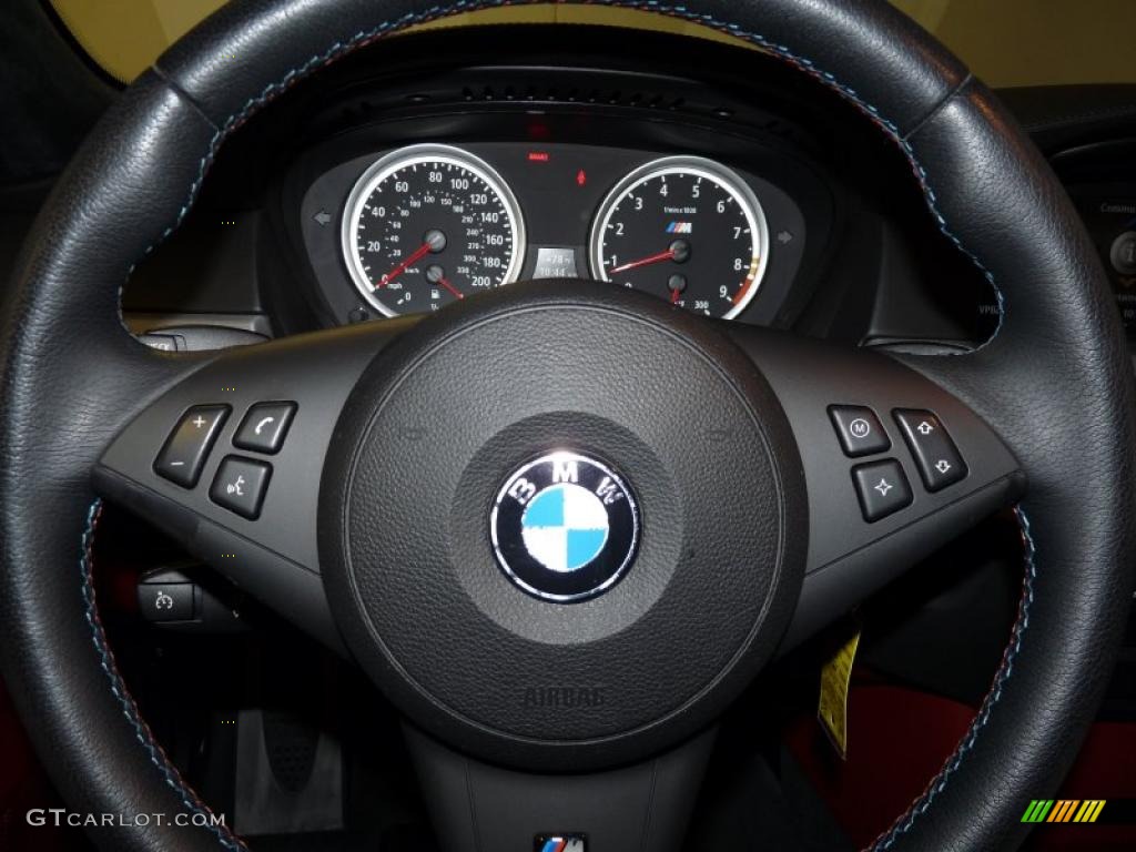 2007 BMW M5 Sedan Indianapolis Red Steering Wheel Photo #48985361