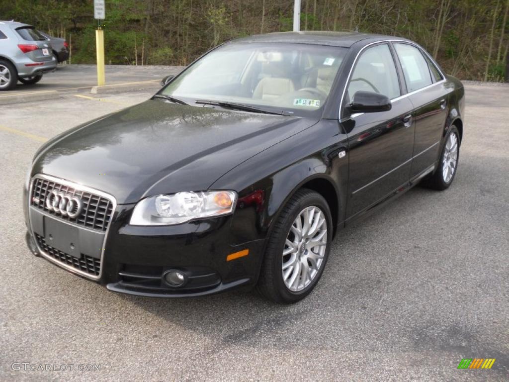 2008 A4 2.0T quattro S-Line Sedan - Brilliant Black / Beige photo #1