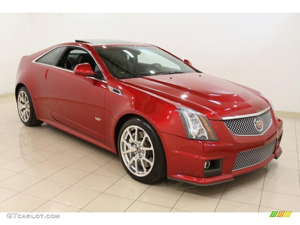 2011 CTS -V Coupe - Crystal Red Tintcoat / Ebony/Saffron photo #1